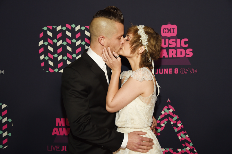 Clare Bowen and Brandon Robert Young at the 2016 CMT Awards, via Getty